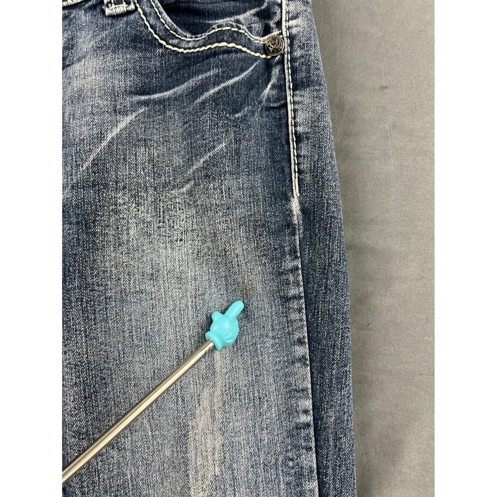 Zanadi Jeans Womens 9 Skinny Blue Embroidered Rhinestone Pockets Low Rise Good
